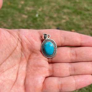 Abalorios colgantes finos de Plata de Ley 925 hechos a mano, superventas, 12x10mm, forma ovalada, Arizona, turquesa, rodio, regalos de joyería para mujer - Product Image 6