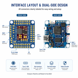 MATEKSYS F405-HDTE ชุดควบคุมการบิน STM32F405 3-12S 11 PWM กล้องคู่ Type-C OSD สำหรับโดรน FPV UAV - Product Image 5