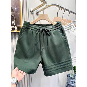 Nueva moda 2025, pantalones cortos Retro de verano para hombre, pantalones cortos informales con bolsillos, pantalones de corte medio de Color liso de alta calidad, cintura elástica con lazo - Product Image 4