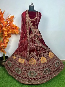 Lehenga de mariée multicolore regal avec broderie jarakn 12 kali design double dupatta et 6 m flair made in inde wedding wear - Product Image 3