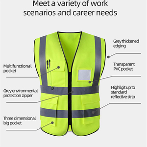 Ropa de trabajo para hombres, ropa de seguridad reflectante, chaleco de alta visibilidad con bolsillos laterales y chaqueta de seguridad de alta visibilidad de Viky Industries - Product Image 4