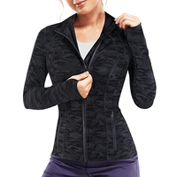 Veste de sport respirante pour femme avec fermeture éclair intégrale, trous pour les pouces, coupe ajustée, idéale pour la course à pied et les activités sportives