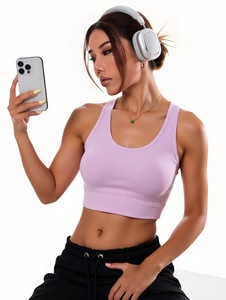 Sujetador deportivo con espalda cruzada de Color sólido con logotipo personalizado para mujer, camiseta de gimnasio, transpirable, a prueba de golpes y de talla grande, diseño sin espalda - Product Image 5