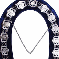 Grand Officier Malte Régulation Chaîne Colliers Plaqué Or Franc-Maçon Maçonnique Brodé Regalia Apton Collier Sash Chaîne