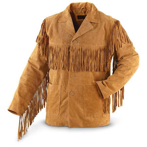 High Quality Brown <b>Suede</b> Fringe <b>Jacket</b> <b>Mens</b> Genuine Sheepskin Leather Western Fashion Biker Coat Winter Wind Resistant - Product Image 5