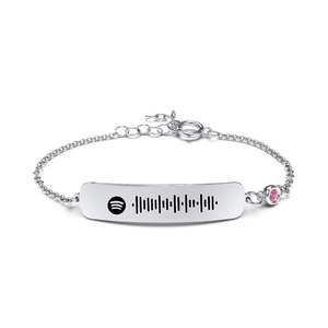 <span class=keywords><strong>Bracciale</strong></span> Jeulia in Acciaio Inossidabile con Codice <span class=keywords><strong>Spotify</strong></span> Scansionabile e Pietra Portafortuna, Regalo di Tendenza - Product Image 1