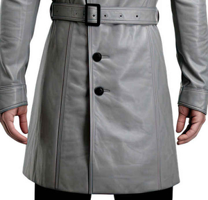 Abrigo de Cuero Genuino de Alta Gama, Hecho a Mano, Negro, para Hombre, Ropa de Invierno, Estilo Urbano y de Fiesta - Product Image 6