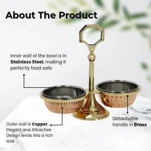 2 Compartment Set Handmade Steel Copper Bowl <b>Pickle</b> Mouth Freshener Condiment Pot Serving Set for Restaurant Hotel Dinning Table - Product Image 2