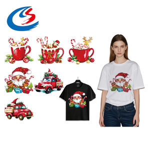 Conceptions de Noël impression DTF transfert de chaleur vinyle prix usine père noël PET FILM patchs de transfert de chaleur pour vêtements - Product Image 1