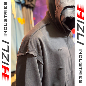 Double Hood French Terry 500 GSM 100% Cotton Distressed Cropped Oversized Drop Shoulder Hoodie Vintage <b>Streetwear</b> <b>Y2K</b> Winter - Product Image 3