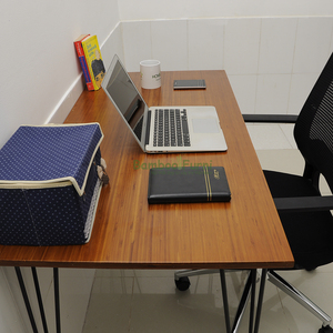 Sustainable Reddish-Brown Bamboo <b>Computer</b> <b>Desk</b> with Stylized Legs (120cm X 60cm X 75cm) - Product Image 5