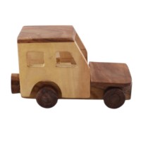 Juguete Esencial de Madera Maciza Hecho a Mano con Ruedas Totalmente Móviles, Diseño de Cabina con Techo Abierto, Ecológico, Regalo Montessori para Niños de Todas las Edades