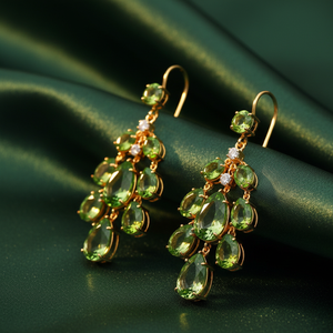 Boucles d'oreilles ovales et en forme de poire en argent sterling 925 plaqué or 18 carats, de luxe, vertes, hydro, multi-tailles, cadeau idéal pour les femmes - Product Image 1