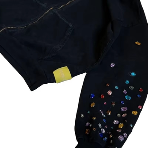 2025 nuevo diseño de sudaderas con capucha acolchadas de algodón 100% para hombre, Jersey suave antiarrugas con diamantes de imitación multicolores, la mejor tarifa al por mayor - Product Image 5