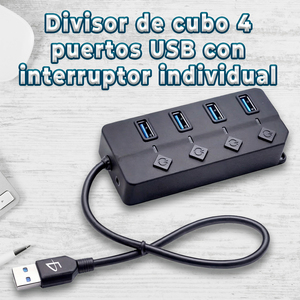 Hub USB 3.0 de 4 Puertos con Indicador LED y Control Independiente, Transferencia de Datos Rápida de 5Gbps para PC, Base de Conexión Tipo-C, en Stock - Product Image 3
