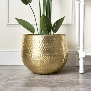 Fancy Brass Planter Pot with Golden Gloss Finish Decorative Indoor Plant Holder for Office Table or <b>Shelf</b> - Product Image 3