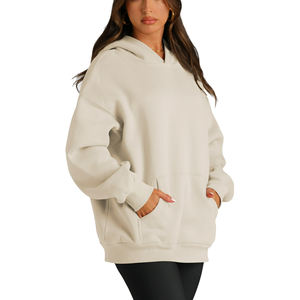 Tops de moda, sudaderas con capucha de gran tamaño para mujer, hombros caídos, manga larga, letras estampadas, sudaderas con capucha de punto ecológicas para mujer - Product Image 3