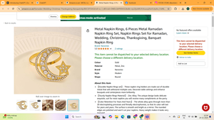 ห่วงรัดผ้าเช็ดปากโลหะซิงค์สำหรับโต๊ะอาหารของคุณและเดือนรอมฎอนของตกแต่งบนโต๊ะที่ยอดเยี่ยม - Product Image 6