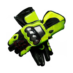 Gants de moto respirants en cuir de vachette sublimés par couleur et logo personnalisés fabriqués au Pakistan - Product Image 1