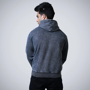 Sweat à capuche personnalisé pour homme, coupe classique, en tissu éponge d'automne, imprimé numériquement, en Spandex/Polyester, délavé à l'acide, motif dessiné à la main, écologique - Product Image 3