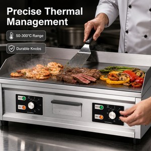 Commercial Electric Flat Top Griddle Dual Control 220V 4.4kW for Cafe Diner Breakfast Bacon <b>Egg</b> Kitchen - Product Image 4