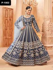 ชุดแฟนซีอนาลกาลีผ้าตาข่ายหนาพร้อมโซ่ชุดทำงานชุดแต่งงานอินเดียชุดซาลวาร์ - Product Image 6