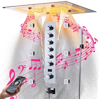 Ensemble de système de douche à affichage numérique intégré 24 pouces douche intelligente en acier inoxydable LED musique pluie pommeaux de douche robinets de salle de bain