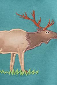 Vestido de bebé de burbuja azul con apliques de ciervo Traje de algodón ligero suave y cómodo para todas las estaciones - Product Image 5