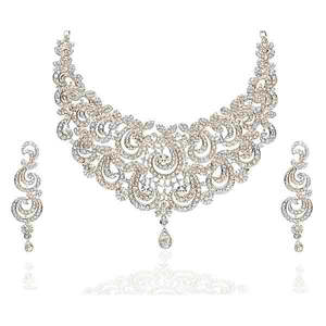 Vivaah <b>Fine</b> <b>Jewelry</b> <b>Sets</b> Austrian Stone & Zircon Freshwater Pearl Necklace Gold & Silver Plated for Parties 2000302 - Product Image 1