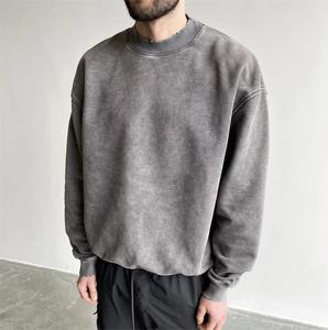 Sweat-shirt pour homme personnalisé, surdimensionné, délavé à l'acide, col rond, coton, molleton français, lourd, brodé, sweat-shirt à capuche en poudre - Product Image 2