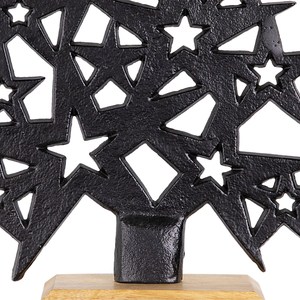 Hot Sale Aluminium <b>Star</b> Casted Christmas <b>Tree</b> On Wood Base <b>For</b> Tabletop Decorative Objects with Customized Logo - Product Image 4