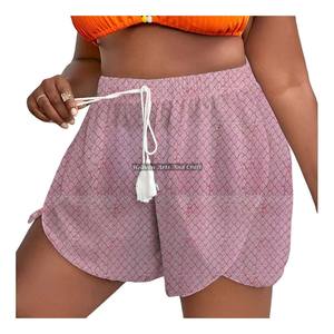 Pantalones Cortos de Verano para Mujer, Diseño Estampado, Cintura con Cordón Ajustable, 100% Algodón, Estampado a Mano - Product Image 2