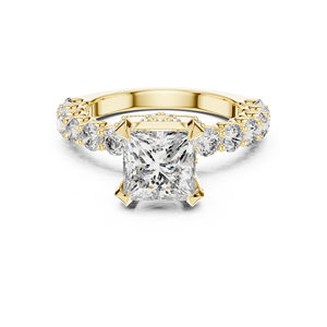 Anillo de Oro Rosa de 14K con Diamante Cultivado en Laboratorio, Corte Princesa y Redondo |   Anillo de Boda |   Diamante Cultivado Nuevo - Product Image 3