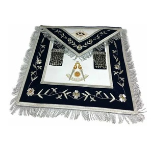 Tablier de maître de loge bleu avec broderie à la main en fils d'or et d'argent, Régalia maçonnique personnalisée 3D, Officier Junior Warden, broderie à la main - Product Image 2
