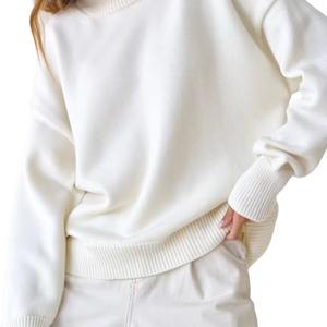 Premium Women Oversized Long Mockneck Sweatshirt Soft Cotton Fleece Warm Stylish Autumn Winter Streetwear <b>Top</b> - Product Image 4