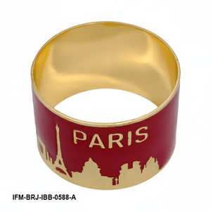 Bracelet manchette en laiton avec motif de la silhouette de Paris, émail marron et or, bracelet statement pour femme, cadeau pour elle - Product Image 5