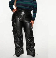 Pantalon en cuir d'agneau à taille haute, style streetwear, long, pour femme, multi-poches, coupe ample, prix bas, pantalon droit pour femme, 2026