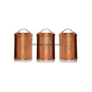 Pots de cuisine en étain de différentes tailles plaqués cuivre martelé antique lot de 4 boîtes métalliques de conception unique pour le fournisseur - Product Image 6