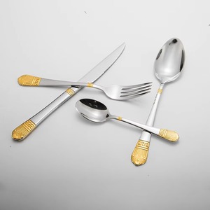 Reusable Stainless Steel <b>Cutlery</b> Wedding Spoon and Fork <b>Gold</b> <b>Cutlery</b> Set Housewarming Gift From Indian Supplier - Product Image 4