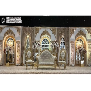 Configuración de escenario de boda romana de aspecto rico Inglaterra elegancia fiesta de boda escenario abierto Srilankan boda blanco recepción escenario Australia - Product Image 1