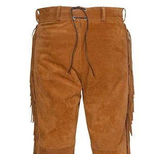 Chaparreras de Cuero Vacuno para Montar a Caballo, Diseño Personalizado de Color Sólido, Ligeras, Estilo Vaquero Occidental, con Flecos, Color Marrón Bronceado - Product Image 5