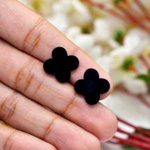 Natural Black Agate Clover Cabochon Flat Back Both Side Healing Black Onyx Clover <b>Crystal</b> Cabochon for Jewelry and <b>Crystal</b> <b>Craft</b> - Product Image 4