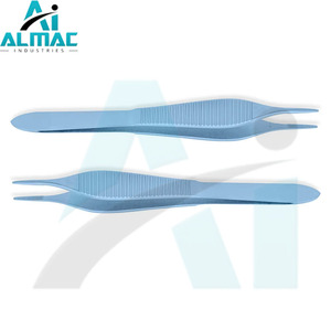 Almac ชุดคีมหนีบไมโคร Adson 12ซม. เครื่องมือมือไทเทเนียมด้ามจับแบนตรงปลายหยักขายร้อน - Product Image 4