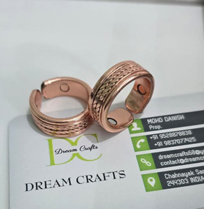 เครื่องประดับแม่เหล็กชีวภาพ แหวนนิ้วเท้าลายเส้นทองแดงแท้ แม่เหล็กนีโอไดเมียม 2 ชิ้น บรรเทาอาการข้ออักเสบ แหวนนิ้วโป้งสำหรับทุกเพศ DREAM CRAFTS INDIA DCFR19 - Product Image 4