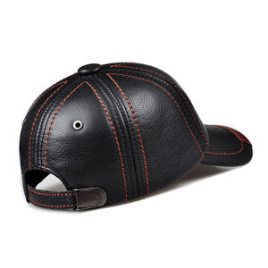 Gorra de béisbol de cuero genuino de alta calidad para hombre, sombrero de piel de vaca negro ajustable para otoño e invierno, gorras de béisbol de cuero Real al por mayor - Product Image 3