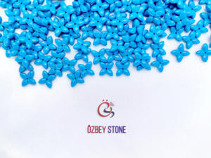 Venta al por mayor 8x8 a 14x14 forma de estrella cabujón con agujero azul turquesa para la fabricación de joyas para las mujeres - Product Image 2