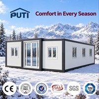 Villa modulaire préfabriquée de luxe en conteneur extensible de 30 pieds, 56 m² avec salle de bain, à vendre pour hôtel