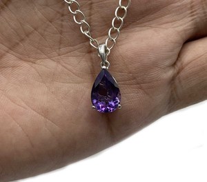 925 Sterling <b>Silver</b> Amethyst Gemstone Pendant Minimalist Necklace Gift Amethyst Pendant Healing Jewelry - Product Image 1