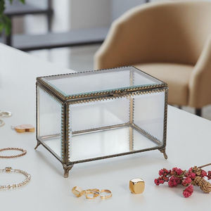 กล่องแก้วใสเอียงแบบโบราณสำหรับตกแต่งโต๊ะอุปกรณ์เสริมเครื่องประดับของที่ระลึกขนาดกำหนดเองได้ - Product Image 4