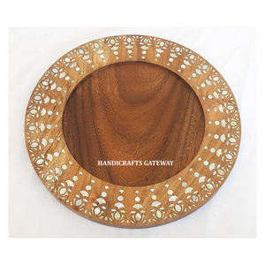 Meilleure vente belle incrustation en bois avec nacre Plateau rond décoratif pour la décoration de la maison et l'assiette de fruits secs - Product Image 1
